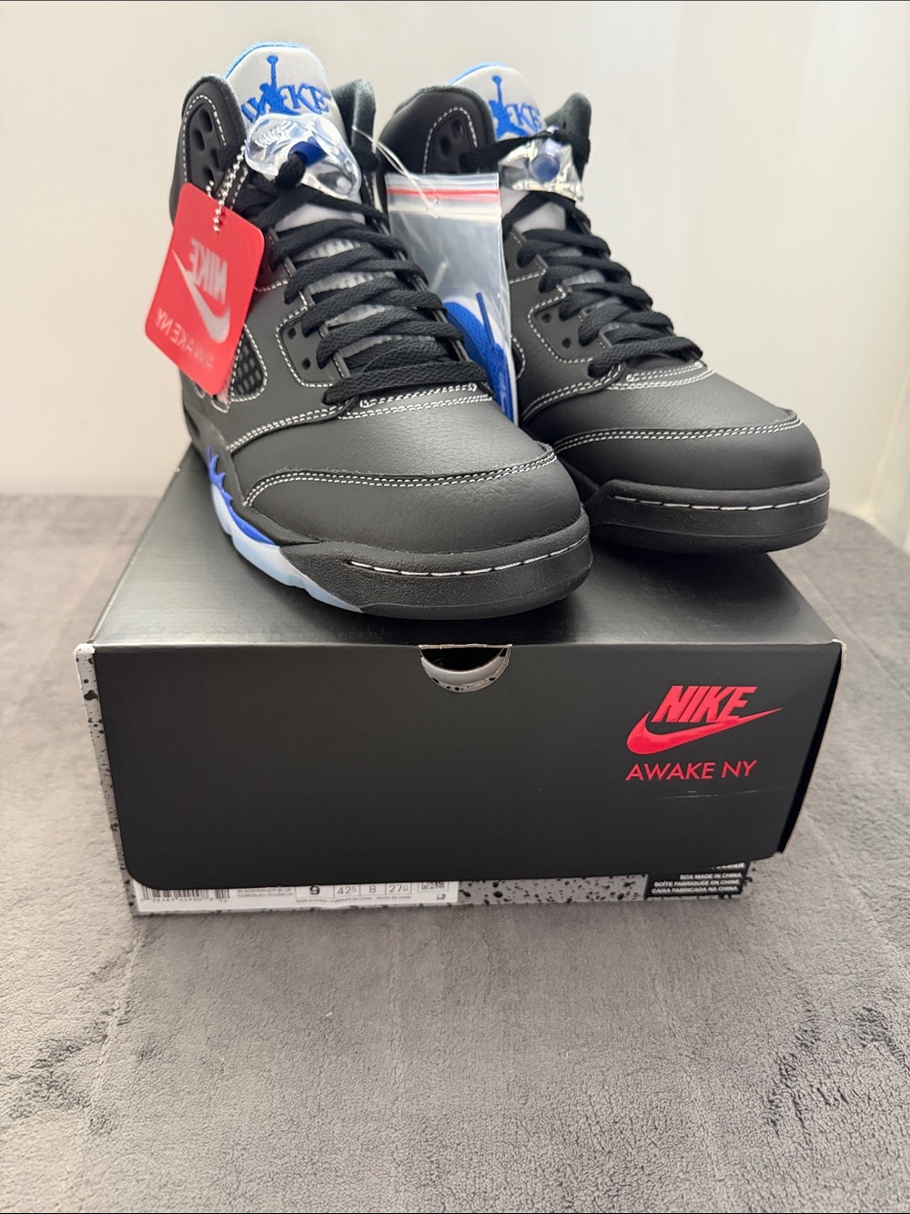 Nike Black and Blue Air Jordan V by Awake NY